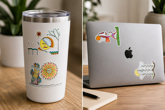 Custom Holographic & Matte Vinyl Sticker Sheets | Whimsical Desert Harmony