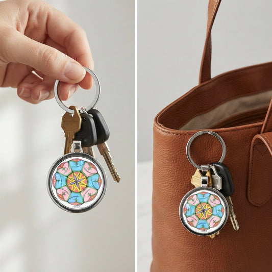 Premium Stainless Steel Art Keychain | Heaven's Gate Mandala