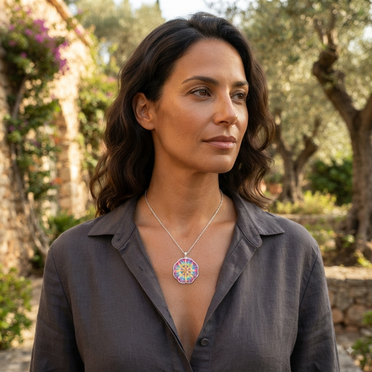 Premium Art Pendant Necklace | Connected By A Thread Mandala