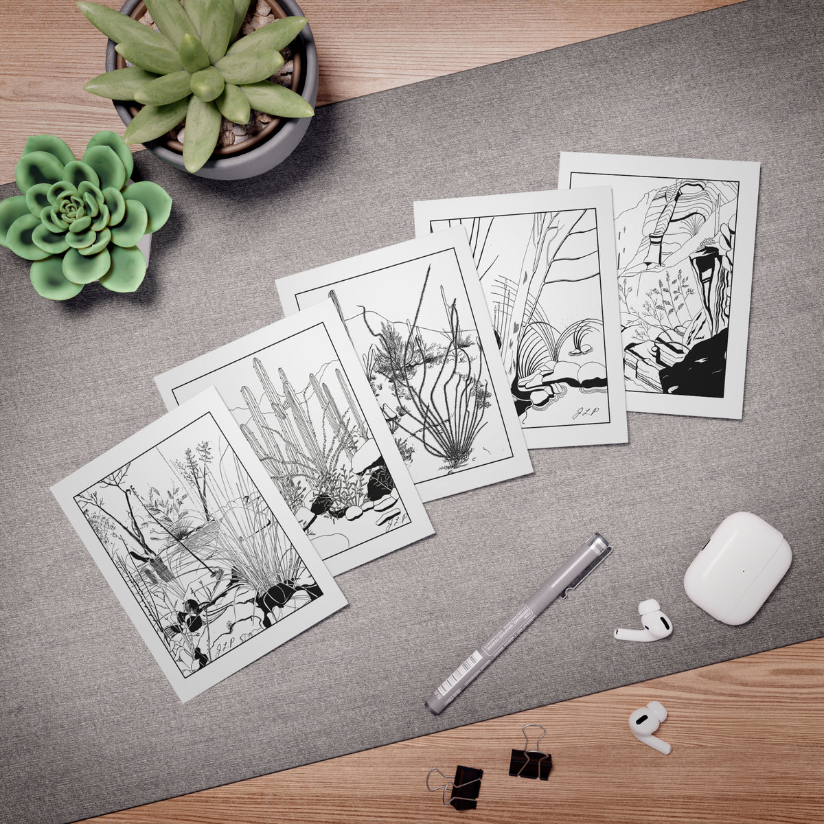 Artistic Blank Art Note Cards with Envelopes by Jean Penczar (Set of 5) | Sabino Canyon