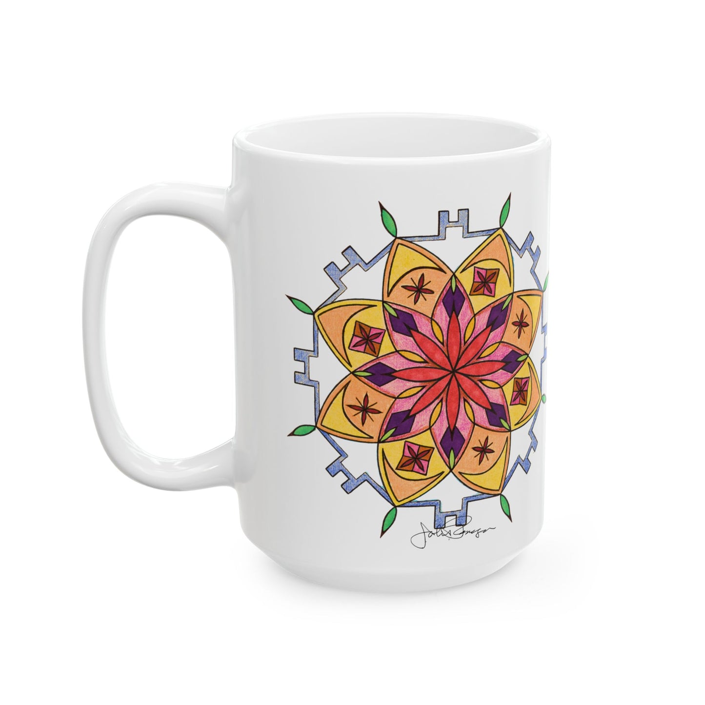 Snow Mandala - Wrap-Around Ceramic Art Mug (11oz, 15oz)