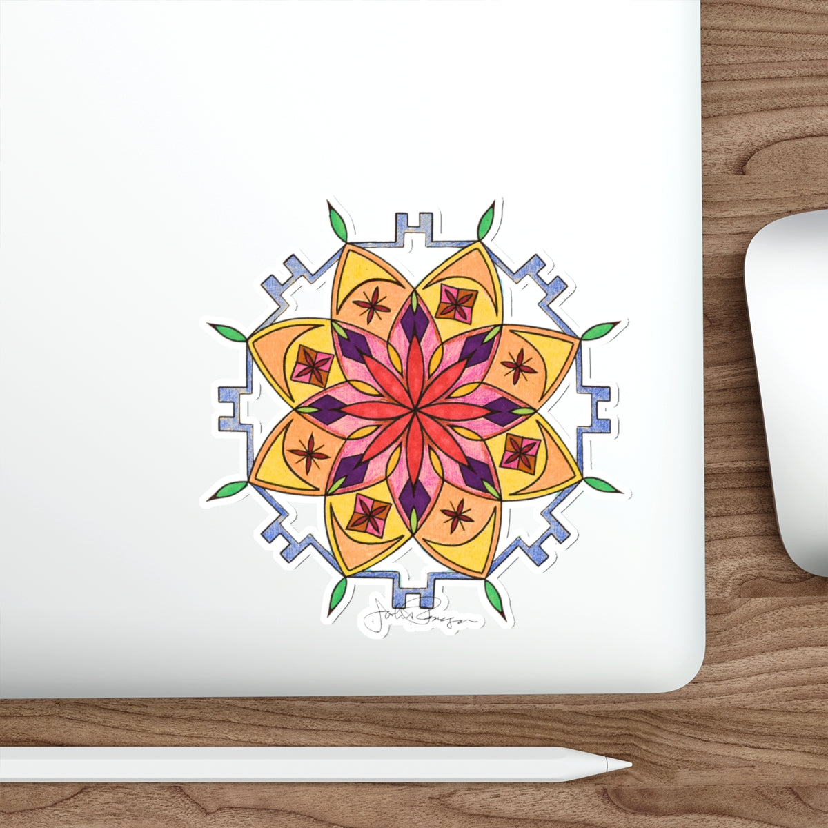 Premium Die-Cut Waterproof Vinyl Sticker | Snow Mandala