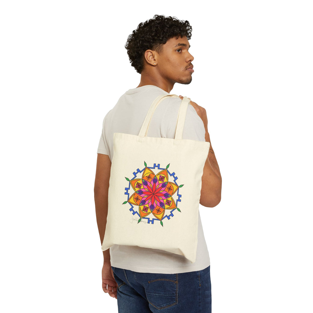 Premium Utility Canvas Art Tote | Snow Mandala
