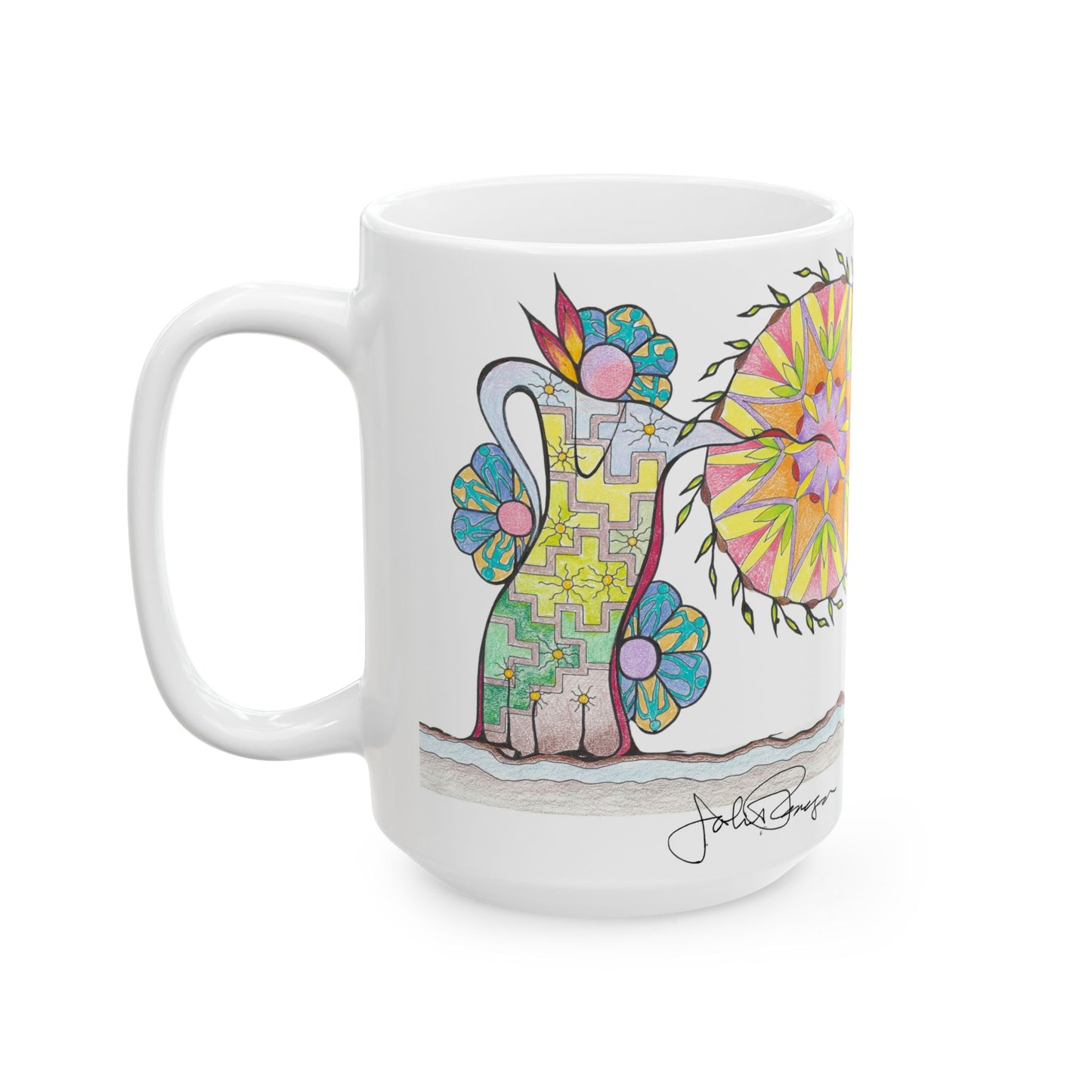 PowWow Drum - Wrap-Around Ceramic Art Mug (11oz/15oz)
