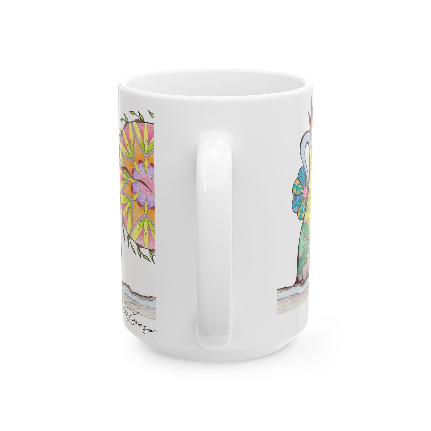 PowWow Drum - Wrap-Around Ceramic Art Mug (11oz/15oz)