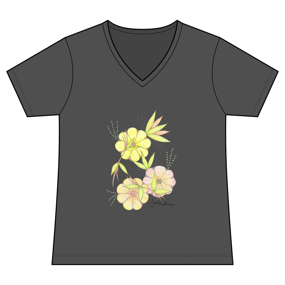 Woman's Premium Short Sleeve V-Neck Wearable Art | Blossoms