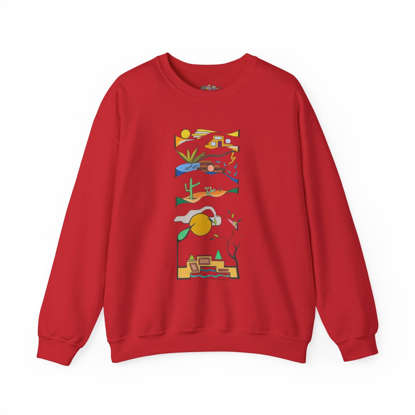 Southwest Desert Crewneck Sweatshirt — Minimalist Cactus & Adobe Landscape