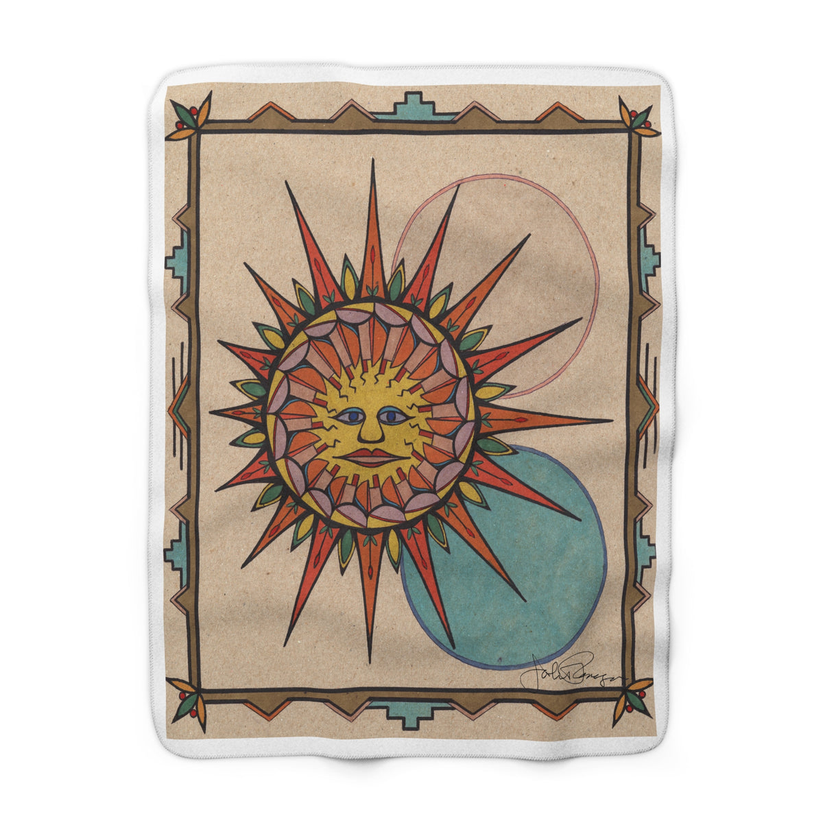 Sherpa Premium Fleece Art Blanket | Sun Face