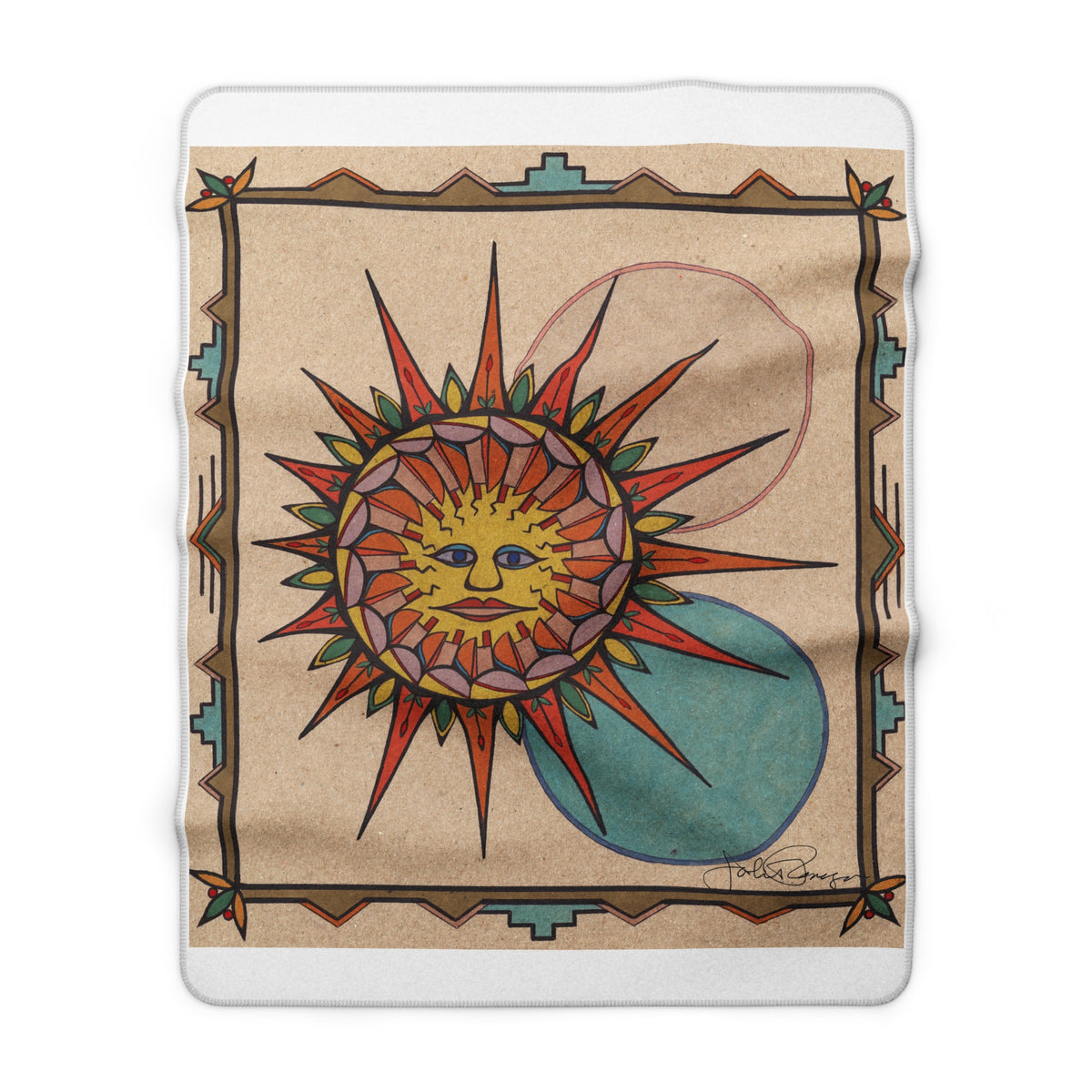 Sherpa Premium Fleece Art Blanket | Sun Face