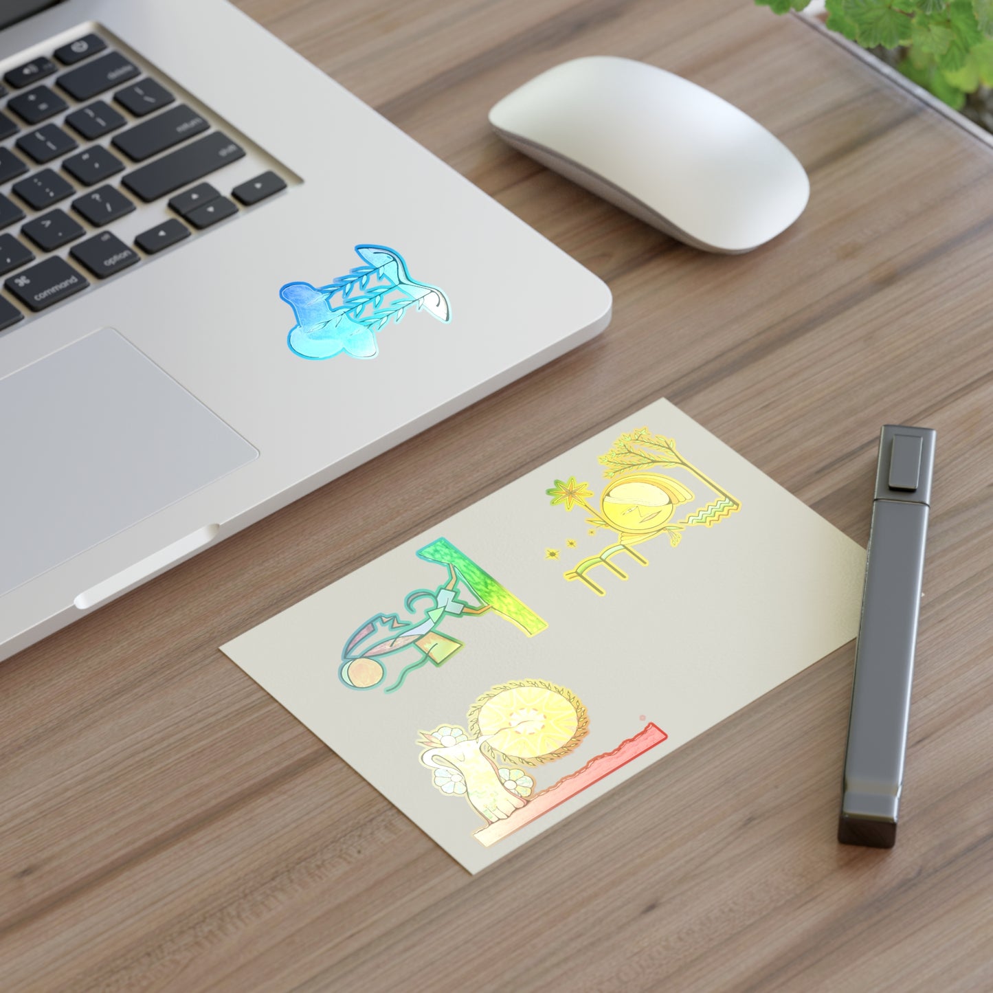 Whimsical Desert Harmony Abstract Hand-Drawn Colored Vinyl Sticker Sheet