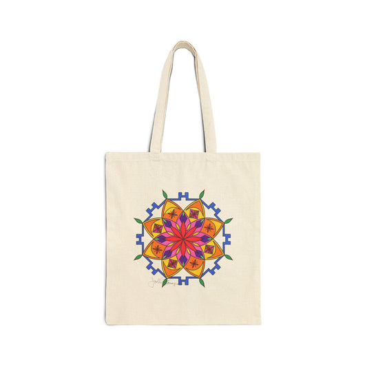 Premium Utility Canvas Art Tote | Snow Mandala