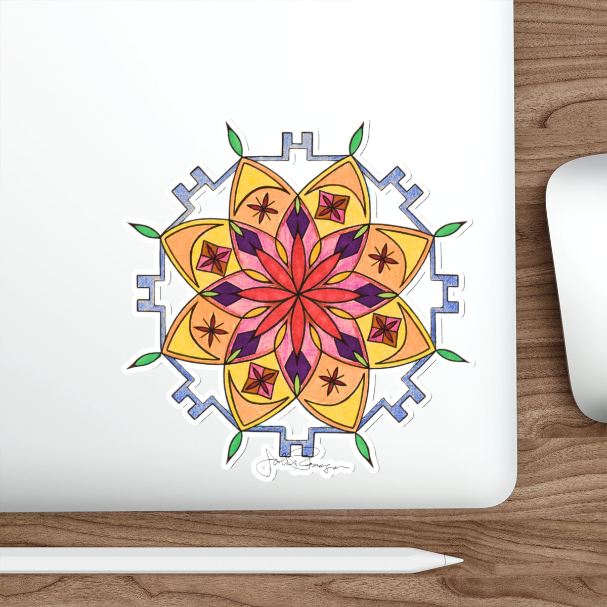 Premium Die-Cut Waterproof Vinyl Sticker | Snow Mandala