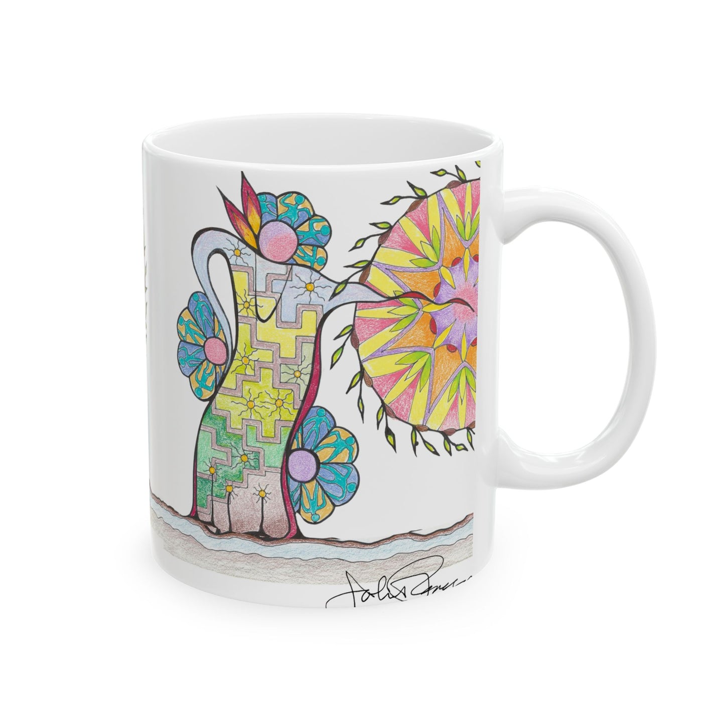PowWow Drum - Wrap-Around Ceramic Art Mug (11oz/15oz)