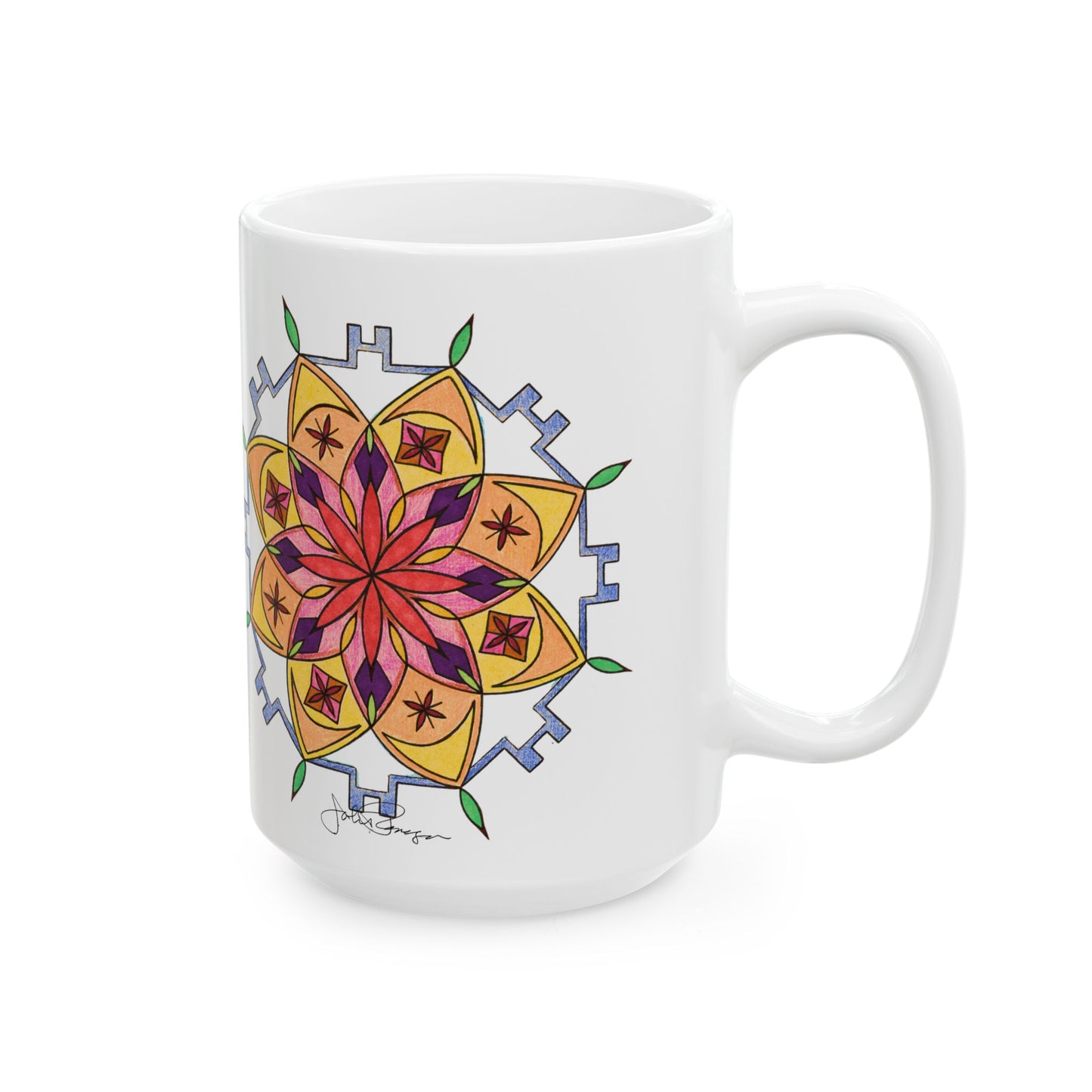 Snow Mandala - Wrap-Around Ceramic Art Mug (11oz, 15oz)