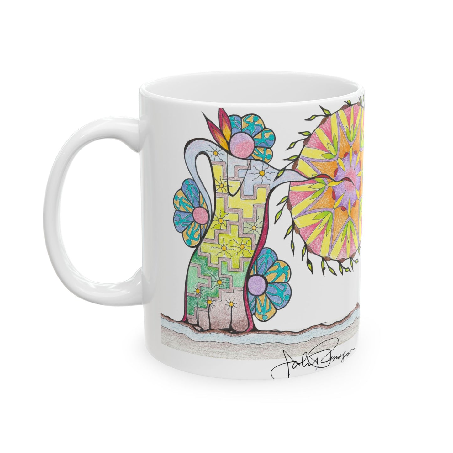 PowWow Drum - Wrap-Around Ceramic Art Mug (11oz/15oz)