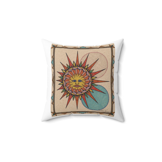 Vintage Sun and Moon Decorative Pillow — Boho Celestial Throw Cushion