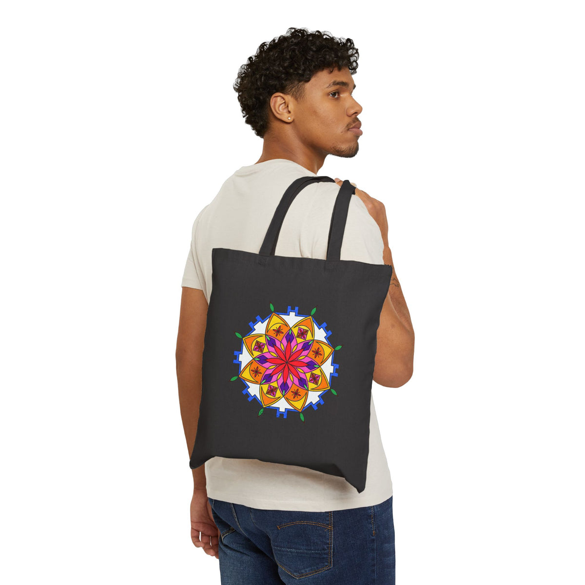 Premium Utility Canvas Art Tote | Snow Mandala