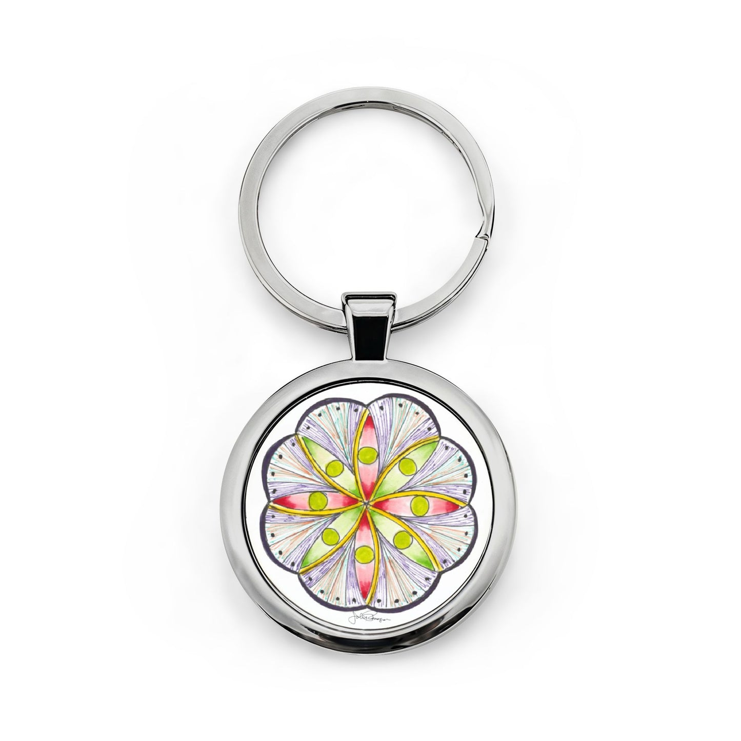 Seeds of Growth Mandala - Stainless Steel Art Keychain
