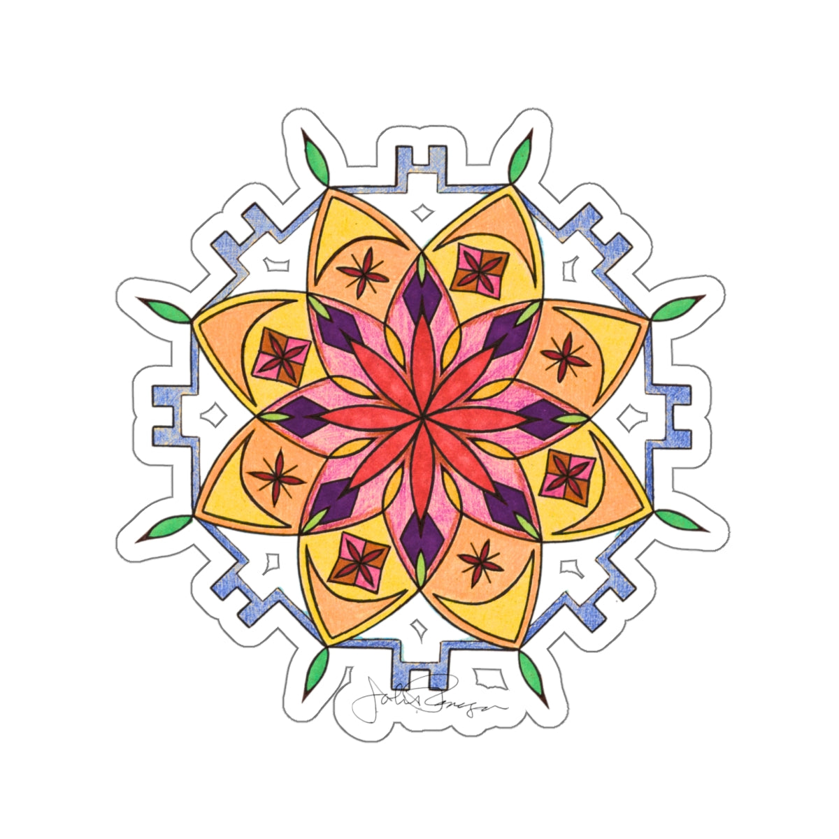 Premium Die-Cut Waterproof Vinyl Sticker | Snow Mandala