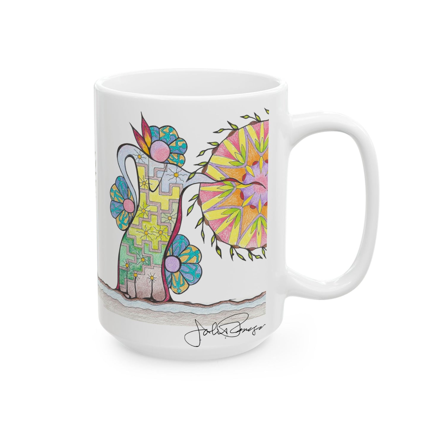 PowWow Drum - Wrap-Around Ceramic Art Mug (11oz/15oz)