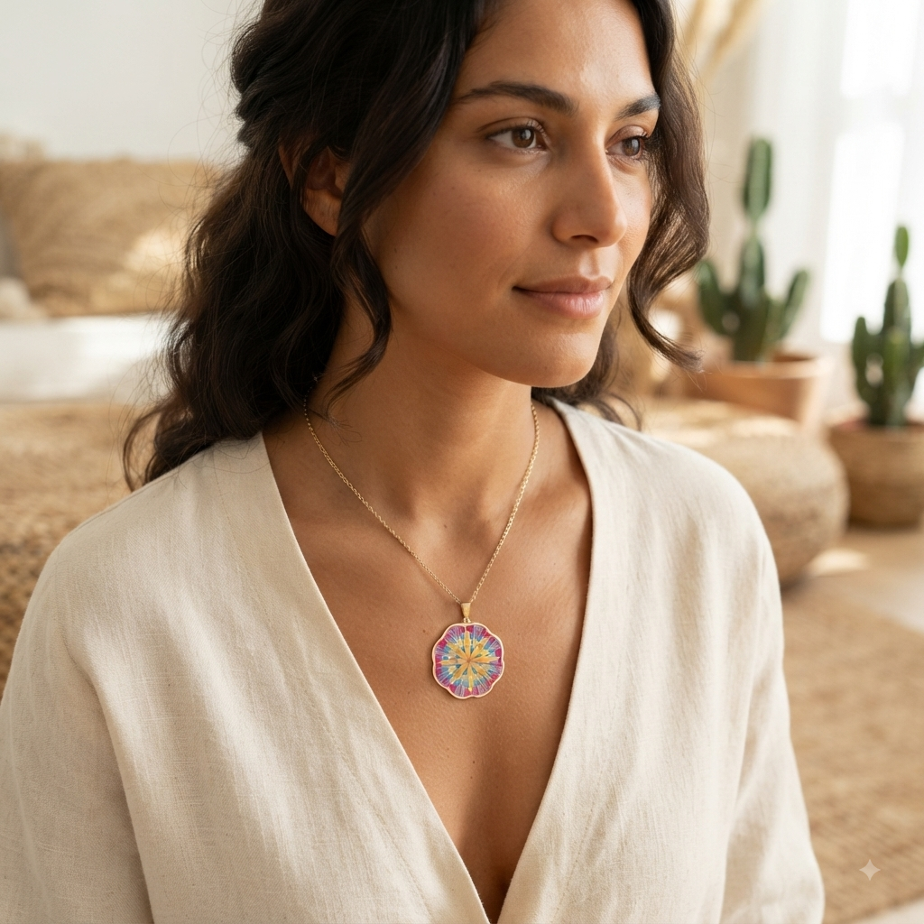 Premium Art Pendant Necklace | Connected By A Thread Mandala