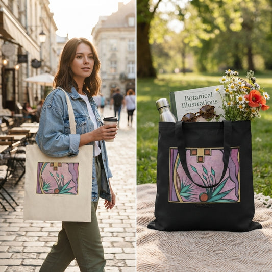 Premium Utility Canvas Art Tote | Deep Purple Visions