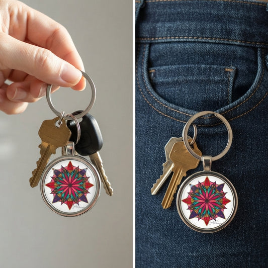 Premium Stainless Steel Art Keychain | Moving Mandala