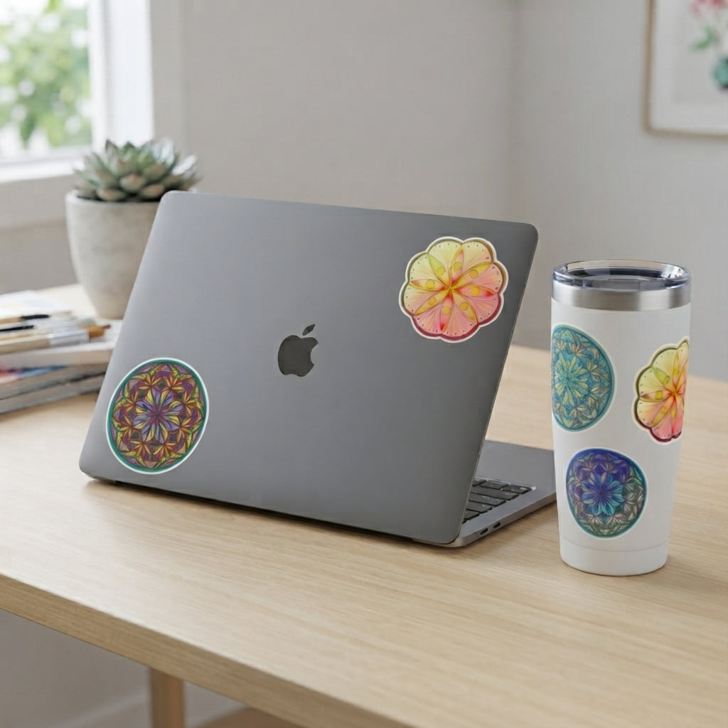 Custom Holographic & Matte Vinyl Sticker Sheets | Mandala Collection 2