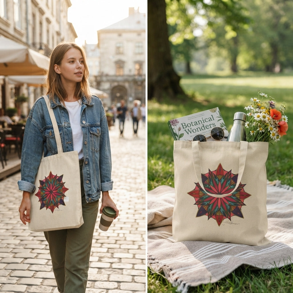 Premium Utility Canvas Art Tote | Moving Mandala