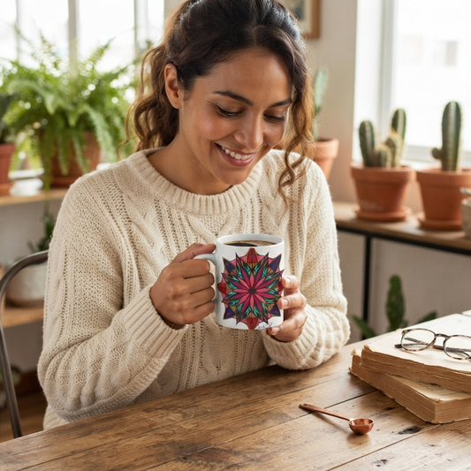 Premium Ceramic Art Mug (11oz & 15oz) | Moving Mandala