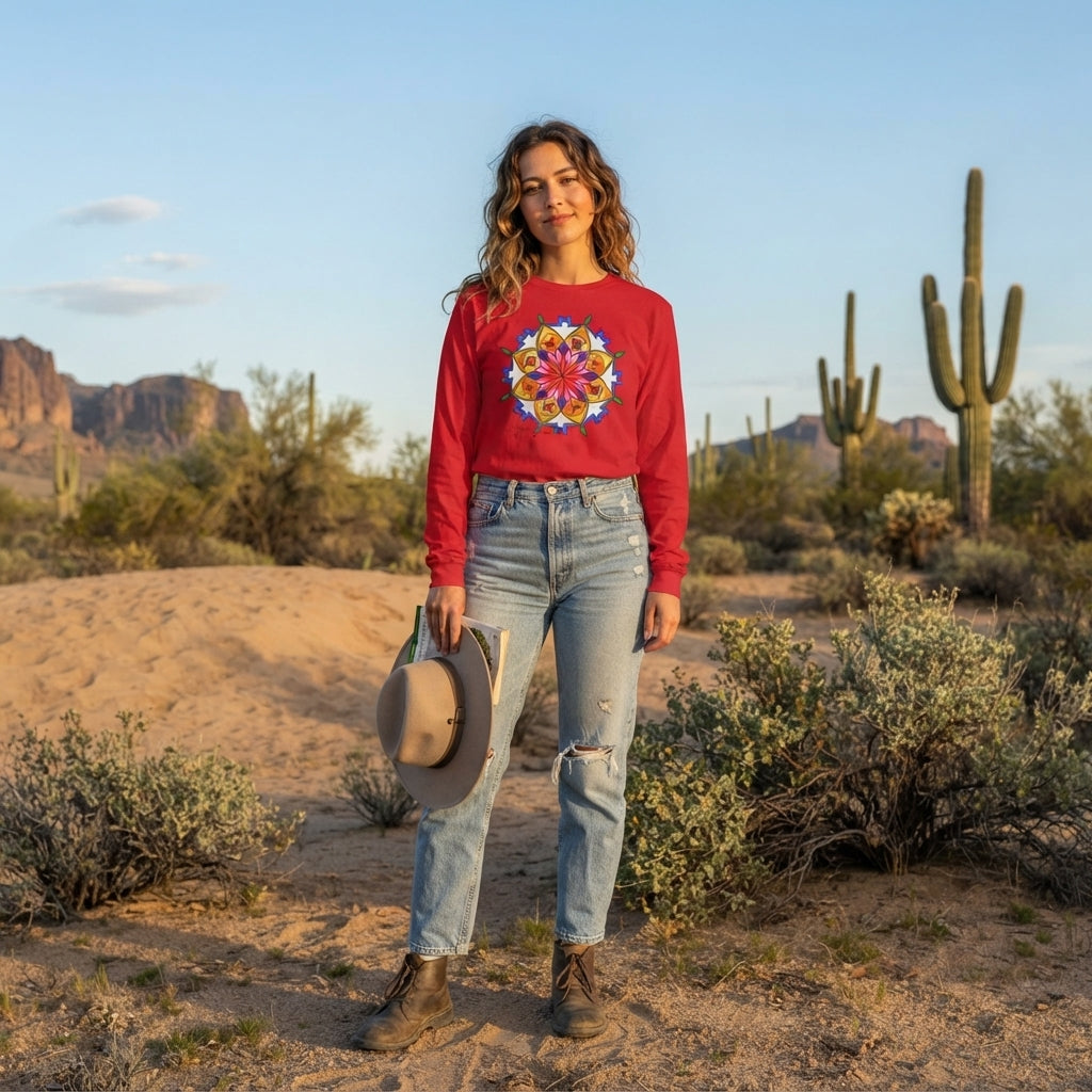 Premium Long Sleeve T-Shirt Wearable Art | Snow Mandala