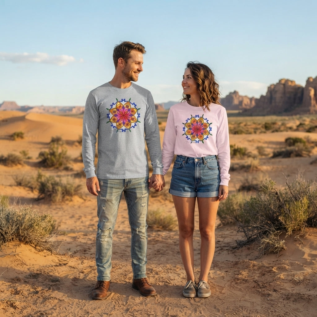 Premium Long Sleeve T-Shirt Wearable Art | Snow Mandala