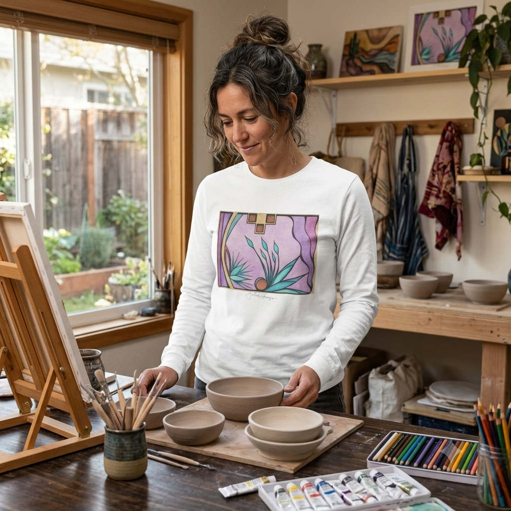 Premium Long Sleeve T-Shirt Wearable Art | Deep Purple Visions