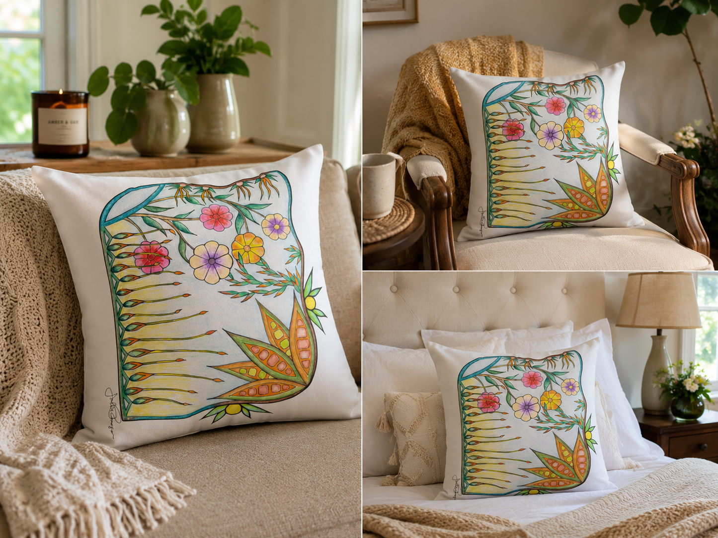 Feel the Breeze — Faux Suede Art Accent Pillow