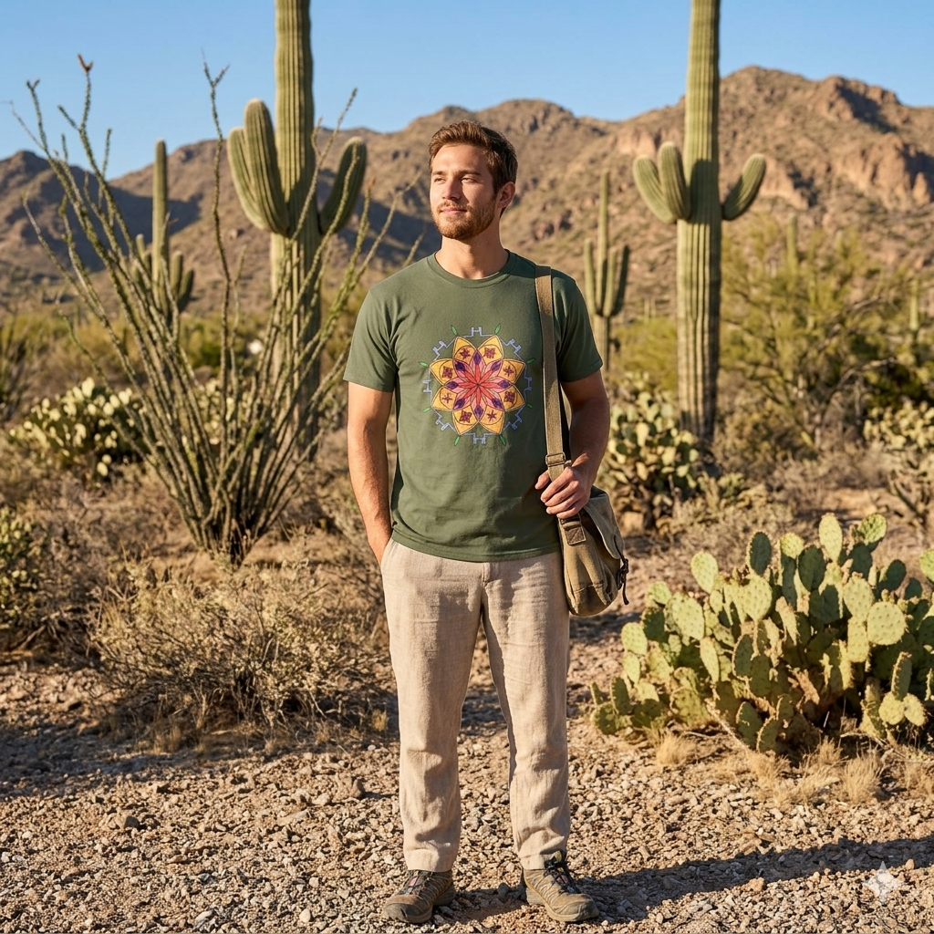 Premium Short Sleeve T-Shirt Wearable Art | Snow Mandala